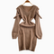 Ruffled Patchwork Khaki Knitted Dress