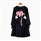 3D Pink Petal Black Dress