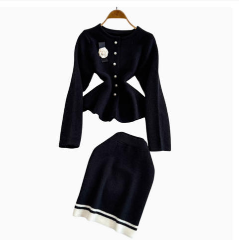 Camellia Cardigan&Skirt Knitted 2PCS