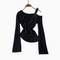 Buckled One-shoulder Elastic Pleated Sweater