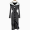 Navy Collar Striped Cardigan Dress