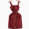 Red Plaid Tweed Slip Dress