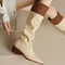 Color-blocking Patchwork Square-toed Boots