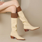 Color-blocking Patchwork Square-toed Boots