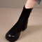 Square-toe Elastic Patchwork Black Boots