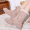 Cute Pink Lace-up Suede Snow Boots