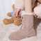 Cute Pink Lace-up Suede Snow Boots