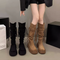 Chunky Bottom Fringed Knee Boots