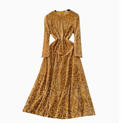 Elegant Glossy Sequined Velvet Dress