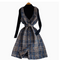 Black Sweater & Plaid Tweed Dress 2Pcs