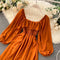 Chic Puffy-sleeve Chiffon Dress