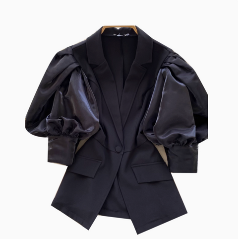 Niche Suede Patchwork Black Blazer
