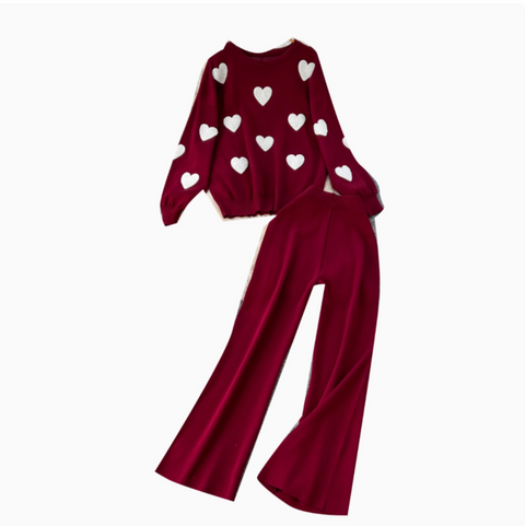 Embroidered Sweater & Trousers Knit 2Pcs