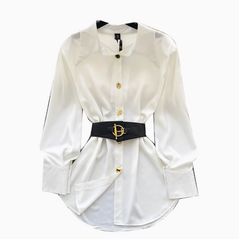 Casual Single-breasted Shirt with Belt