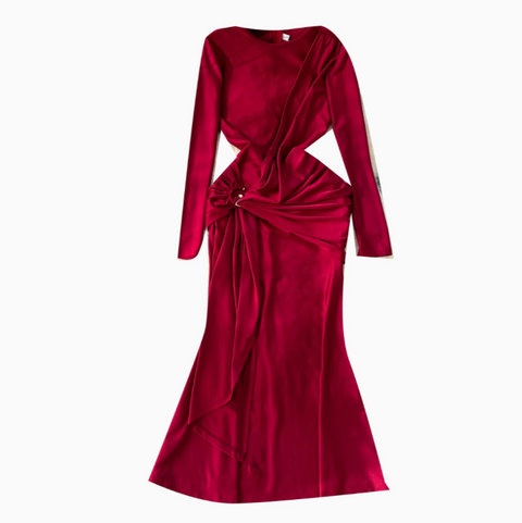 French Style Knotted Buckle Party Dress