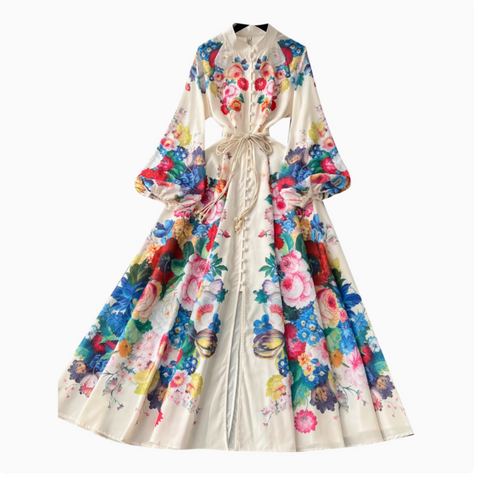 Courtly Floral Printed Shirt Dress