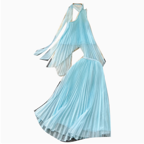Irregular Design Top & Skirt Fairy Blue 2Pcs