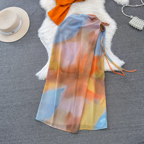 Camisole & Tie-dye Skirt Vacation 2Pcs