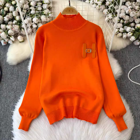 Monogrammed Sweater & Plaid Skirt 2Pcs