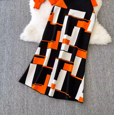 Monogrammed Sweater & Plaid Skirt 2Pcs