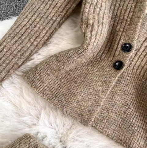 Faux Two-pieces Cardigan & Skirt 2Pcs