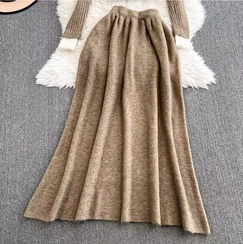 Faux Two-pieces Cardigan & Skirt 2Pcs