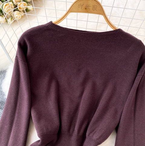 Crew Neck Sweater & Pleated Skirt 2Pcs