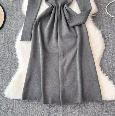 Jacquard Vest & Lapeled Dress 2Pcs