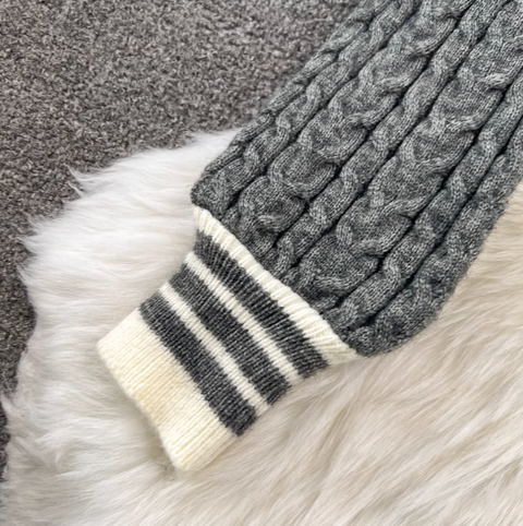 V-neck Cardigan & Pleated Skirt 2Pcs