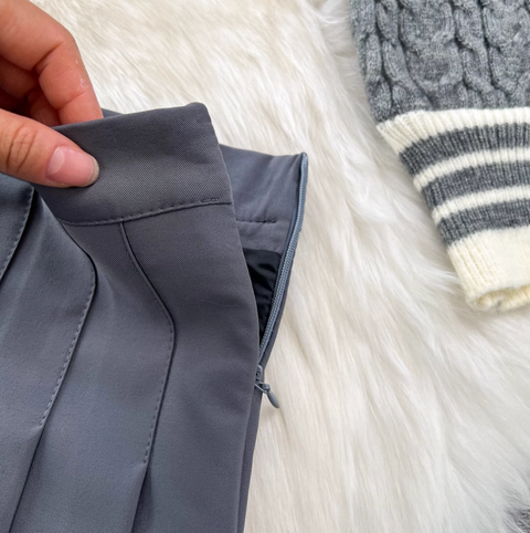 V-neck Cardigan & Pleated Skirt 2Pcs