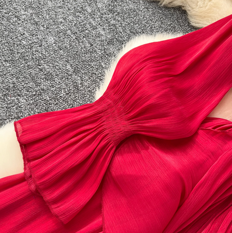 V-neck Rhinestone Studded Courtly Dress