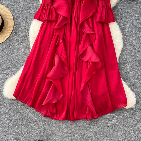 V-neck Rhinestone Studded Courtly Dress