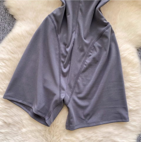 Elastic Turtleneck Zipped Yoga Romper