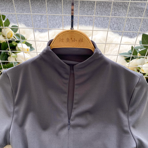 Elastic Turtleneck Zipped Yoga Romper