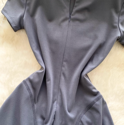 Elastic Turtleneck Zipped Yoga Romper