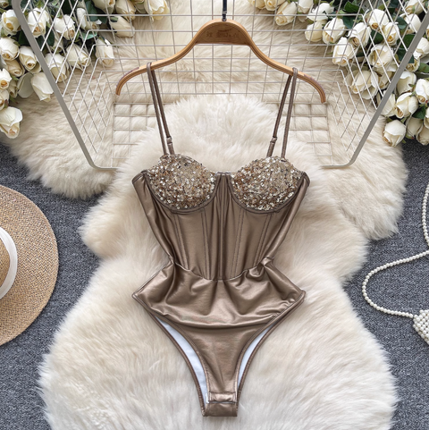 Sexy Sequined Metalized Fabrication Jumpsuit