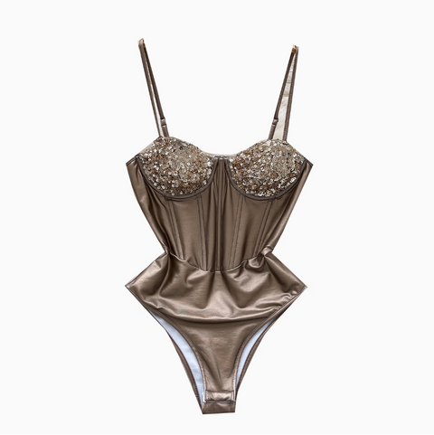 Sexy Sequined Metalized Fabrication Jumpsuit