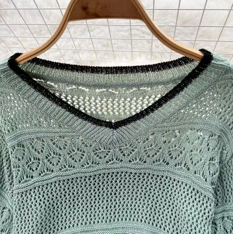 Hollowed Knitwear & Fishtail Skirt 2Pcs