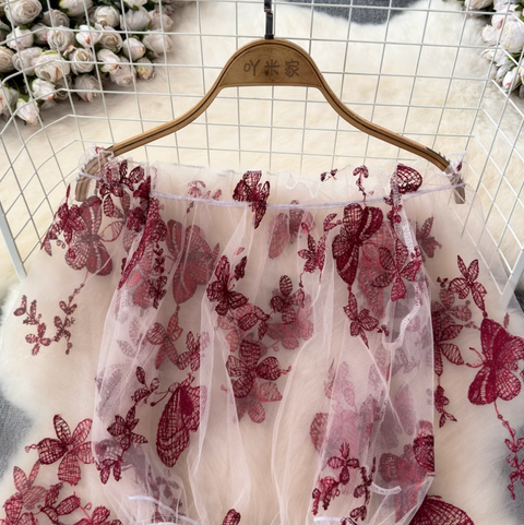 See-through Embroidered Floral Lace Shirt