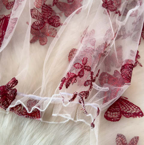 See-through Embroidered Floral Lace Shirt