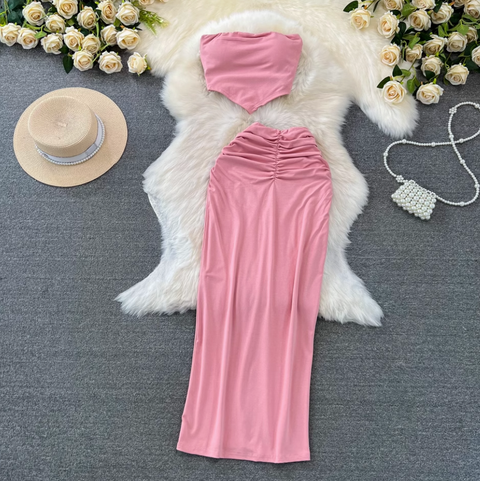 Padded Tank Top & Slim Skirt 2Pcs
