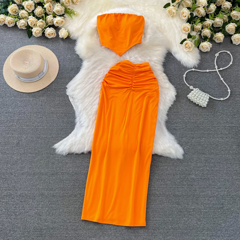 Padded Tank Top & Slim Skirt 2Pcs