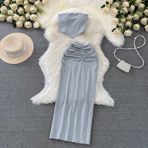 Padded Tank Top & Slim Skirt 2Pcs
