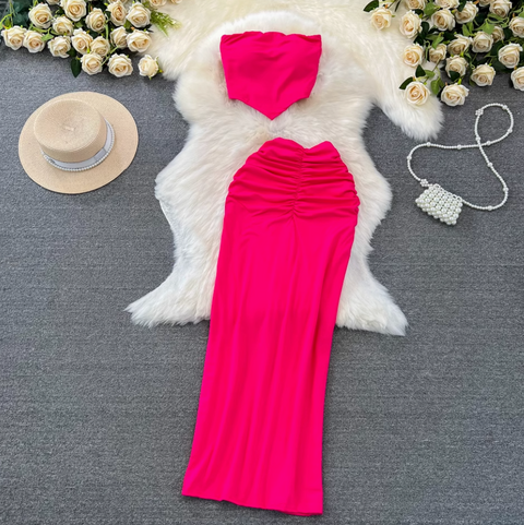 Padded Tank Top & Slim Skirt 2Pcs