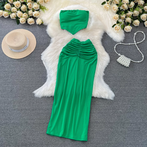 Padded Tank Top & Slim Skirt 2Pcs