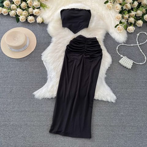 Padded Tank Top & Slim Skirt 2Pcs