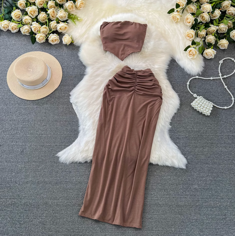 Padded Tank Top & Slim Skirt 2Pcs