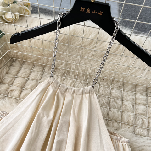 Pleated Halter Top & Lace Skirt 2Pcs