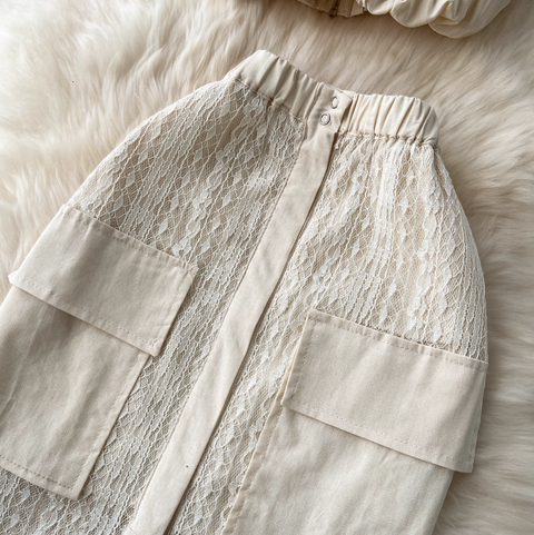 Pleated Halter Top & Lace Skirt 2Pcs