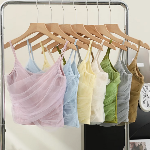 Fairy Mesh Patchwork Short Camisole